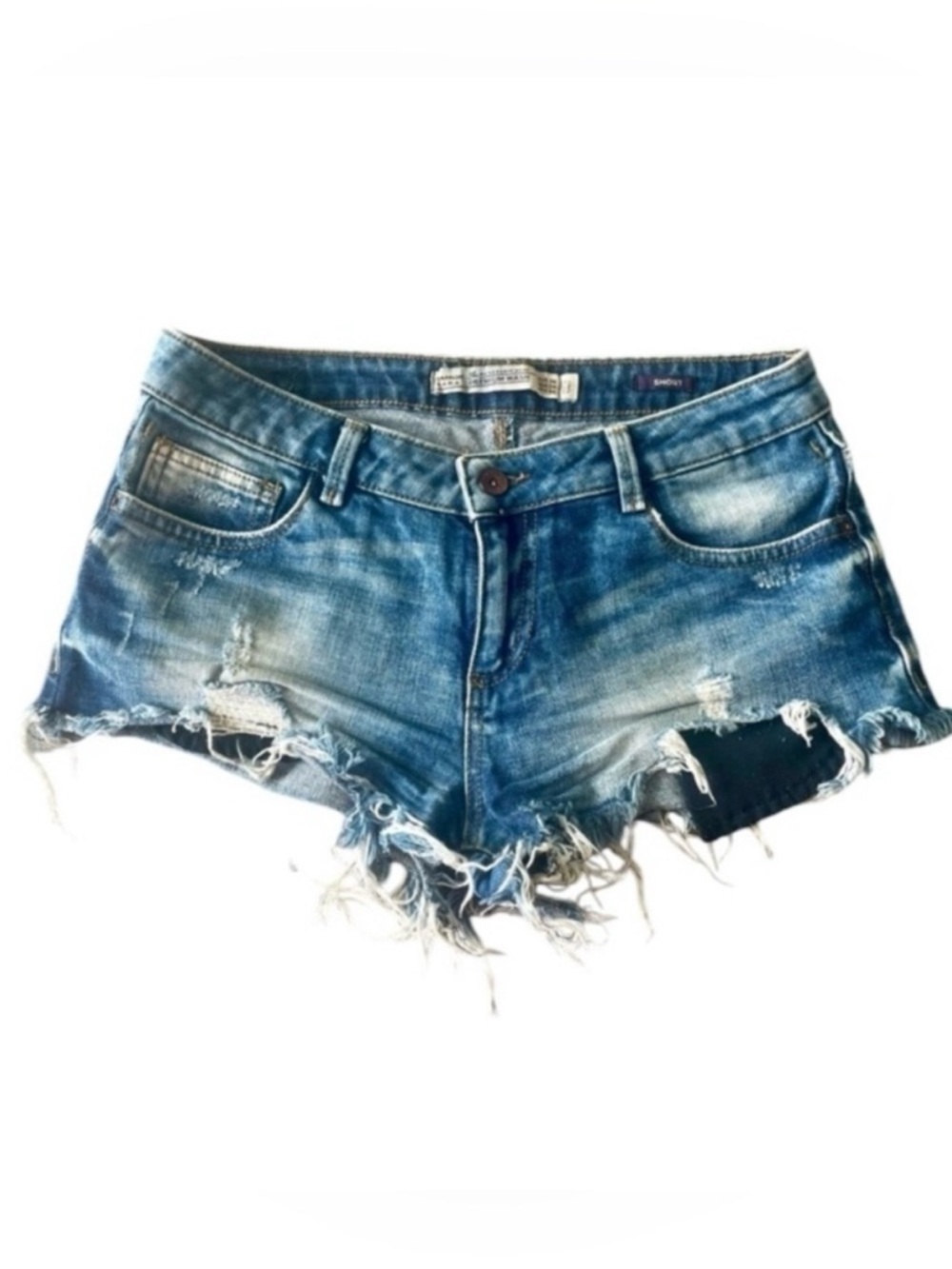 ZARA Distressed Premium Wash Denim Shorts